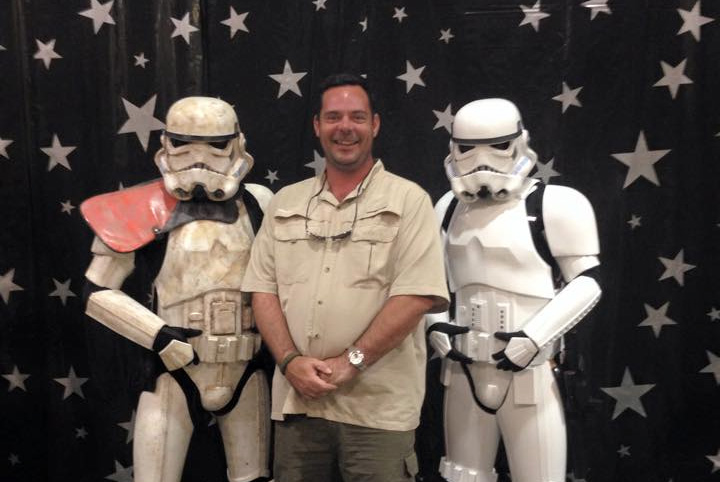 Jonathan Rafert next to storm troopers